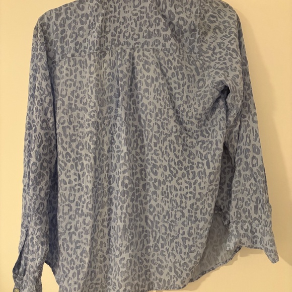 Rails Josephine Batik Cheetah Button-Front Shirt in Blue- Small - Picture 5 of 5